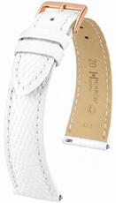 Leder-Uhrenarmband Hirsch London L 04266000-7, weiß, Echsenleder, Länge L, Quick Release