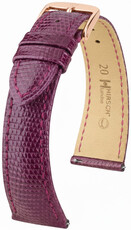 Leder-Uhrenarmband Hirsch London L 04266087-7, violett, Echsenleder, Länge L, Quick Release