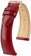 Leder-Uhrenarmband Hirsch London L 04307020-7, rot, Alligatorleder, Länge L, Quick Release