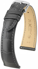 Leder-Uhrenarmband Hirsch London L 04307039-2, grau, Alligatorleder, Länge L, Quick Release
