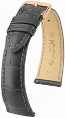 Leder-Uhrenarmband Hirsch London L 04307039-7, grau, Alligatorleder, Länge L, Quick Release
