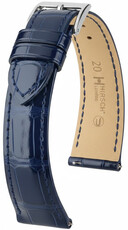 Leder-Uhrenarmband Hirsch London L 04307080-2, blau, Alligatorleder, Länge L, Quick Release