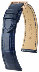 Leder-Uhrenarmband Hirsch London L 04307080-7, blau, Alligatorleder, Länge L, Quick Release