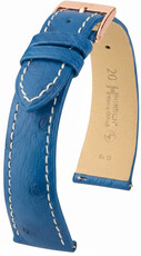 Leder-Uhrenarmband Hirsch Massai Ostrich 04262184-7, blau, Straußenleder, Quick Release