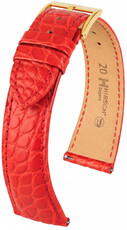 Leder-Uhrenarmband Hirsch Regent L 04107029-1, rot, Alligatorleder, Länge L, Quick Release