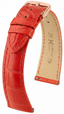 Leder-Uhrenarmband Hirsch London L 04207029-7, rot, Alligatorleder, Länge L, Quick Release