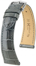 Leder-Uhrenarmband Hirsch London L 04207030-2, grau, Alligatorleder, Länge L, Quick Release