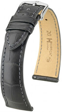 Leder-Uhrenarmband Hirsch London L 04207039-2, grau, Alligatorleder, Länge L, Quick Release