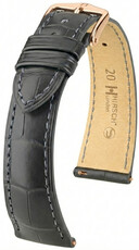 Leder-Uhrenarmband Hirsch London L 04207039-7, grau, Alligatorleder, Länge L, Quick Release