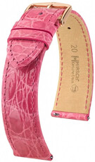 Leder-Uhrenarmband Hirsch Genuine Croco L 01808025-7, rosa, Krokodilleder, Länge L, Quick Release