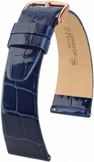 Leder-Uhrenarmband Hirsch Prestige L 02207080-7, blau, Alligatorleder, Länge L, Quick Release