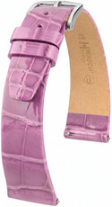 Leder-Uhrenarmband Hirsch Prestige L 02207087-2, violett, Alligatorleder, Länge L, Quick Release