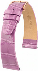 Leder-Uhrenarmband Hirsch Prestige L 02207087-7, violett, Alligatorleder, Länge L, Quick Release