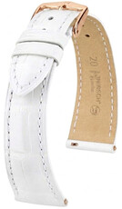 Leder-Uhrenarmband Hirsch London L 04207009-7, weiß, Alligatorleder, Länge L, Quick Release