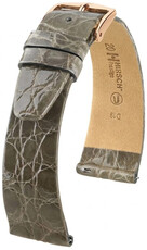 Leder-Uhrenarmband Hirsch Prestige L 02208030-7, grau, Krokodilleder, Länge L, Quick Release