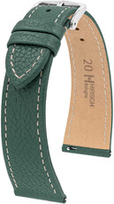 Leder-Uhrenarmband Hirsch Bologna L 01802040-2, grün, Kalbsleder, Länge L, Quick Release