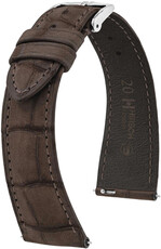 Leder-Uhrenarmband Hirsch London Nubuk L 04277010-2, braun, Alligatorleder, Länge L, Quick Release