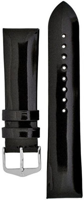 Leder-Uhrenarmband Hirsch Diva M 01536150-2, schwarz, Kalbsleder, Länge M
