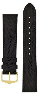 Leder-Uhrenarmband Hirsch Rainbow L 12322650-1, schwarz, Kalbsleder, Länge L, Quick Release