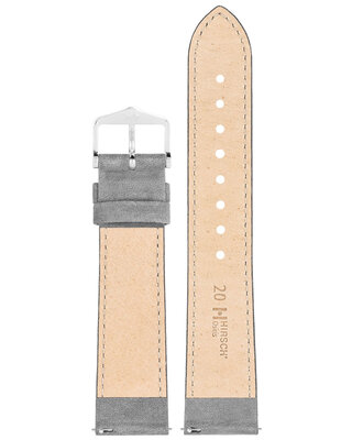 Leder-Uhrenarmband Hirsch Osiris L 03433030-2, grau, Kalbsleder, Länge L, Quick Release