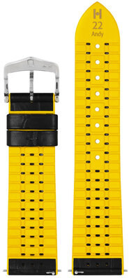 Leder-Uhrenarmband Hirsch Andy L 0927228050-2, schwarz, Kalbsleder/Naturkautschuk, Länge L, Quick Release