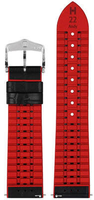 Lederband Hirsch Andy L 0922028050-2, schwarz, Kalbsleder/Naturkautschuk, Länge L, Quick Release