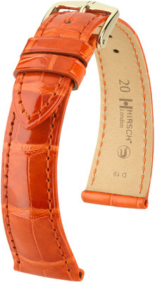 Orangefarbenes Lederband Hirsch London L 04307077-1 (Alligatorleder) Hirsch selection