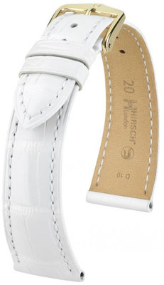 Weißes Lederband Hirsch London L 04307000-1 (Alligatorleder) Hirsch Selection