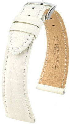 Weißes Lederband Hirsch Regent L 04107009-2 (Alligatorleder) Hirsch Selection