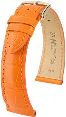Orangefarbenes Lederband Hirsch London L 04207076-1 (Alligatorleder) Hirsch Selection