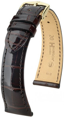 Dunkelbraunes Lederband Hirsch London L 04307010-1 (Alligatorleder) Hirsch Selection