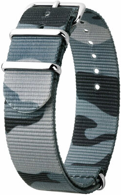 Nylon-Uhrenarmband Hirsch Rush L 40406038-2, tarnfarben/blau, tarnfarben, Länge L, Quick Release