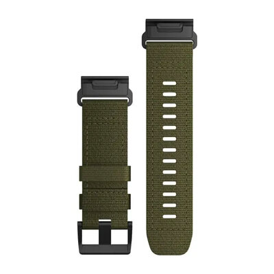 Nylon-Uhrenarmband Garmin 26mm (für Garmin Fenix 8/7X/6X (51mm), Tactix u. a.), grün, QuickFit, 010-13010-10
