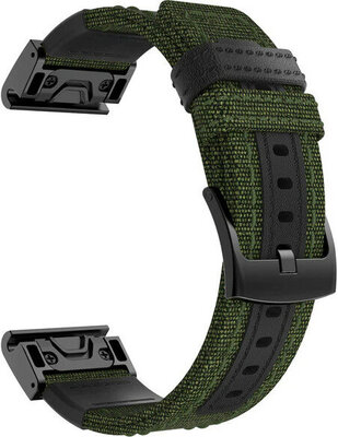 QuickFit Armband 22mm, Nylon, grün, schwarze Schnalle (Garmin Fenix 7/6/5, Epix 2, etc.)
