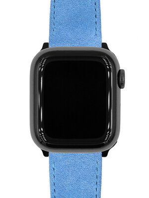 Lederband Hirsch Osiris Nubuk M 03433183-2, blau, Kalbsleder, Länge M, Quick Release