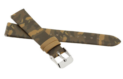 Kunstleder-Uhrenarmband JVD RJ7214.3 16mm, braun/camouflage, für Kinder