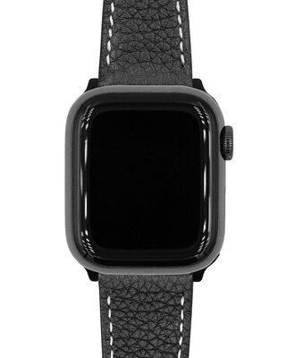 Lederband Hirsch Bologna M 01802150-2, schwarz, Kalbsleder, Länge M, Quick Release