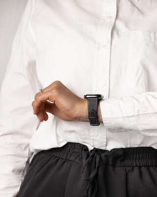 Lederband Hirsch Bologna M 01802150-2, schwarz, Kalbsleder, Länge M, Quick Release