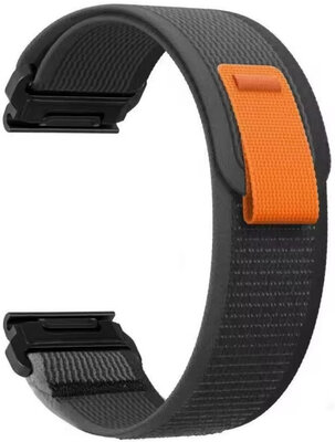 QuickFit Armband 22mm, Nylon, grau, Klettverschluss (Garmin Fenix 7/6/5, Epix 2, MARQ 2, etc.)