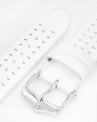 Kautschuk-Uhrenarmband Hirsch NYAD M 0920099100-2, weiß, Naturkautschuk, Länge M, Quick Release