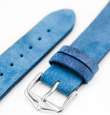 Lederband Hirsch Serro L 05564080-2, blau, Antilopenleder, Limited Edition, Länge L, Quick Release