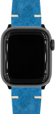 Lederband Hirsch Serro L 05564080-2, blau, Antilopenleder, Limited Edition, Länge L, Quick Release