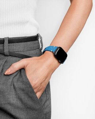 Lederband Hirsch Serro L 05564080-2, blau, Antilopenleder, Limited Edition, Länge L, Quick Release