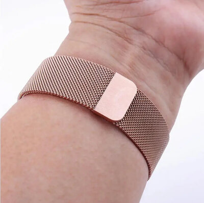 Edelstahlarmband Ricardo 20mm (für Garmin Fenix 8/7S/6S (43mm), u.a.), roségold, Milanaise-Uhrenarmband, QuickFit