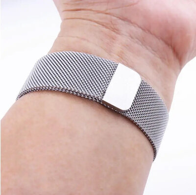 Edelstahlarmband Ricardo 22mm (für Garmin Fenix 8/7/6 (47mm), Epix 2 u.a.), silber, Milanaise-Uhrenarmband, QuickFit