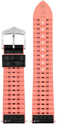 Lederband Hirsch Andy M 0922328150-2, schwarz, Kalbsleder/Naturkautschuk, Länge M, Quick Release