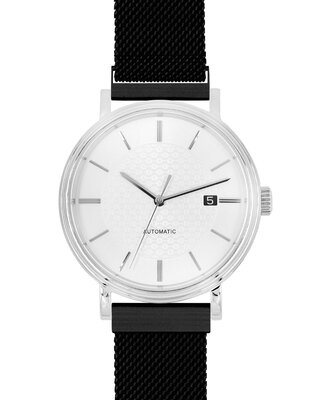 Edelstahlarmband Hirsch Milanaise L 30161450-5, schwarz, magnetisch, Länge L, Quick Release