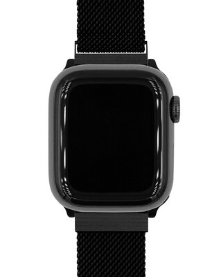 Edelstahlarmband Hirsch Milanaise L 30161450-5, schwarz, magnetisch, Länge L, Quick Release