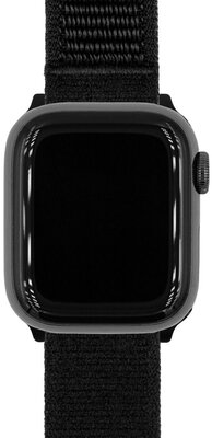 Textil-Uhrenarmband Hirsch Vocem L 41409050-5, schwarz, Klettverschluss, Länge L, Quick Release