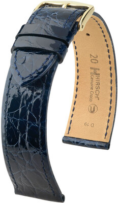 Lederband Hirsch Genuine Croco 18900880-7, Blau, Krokodilhaut, Quick Release
